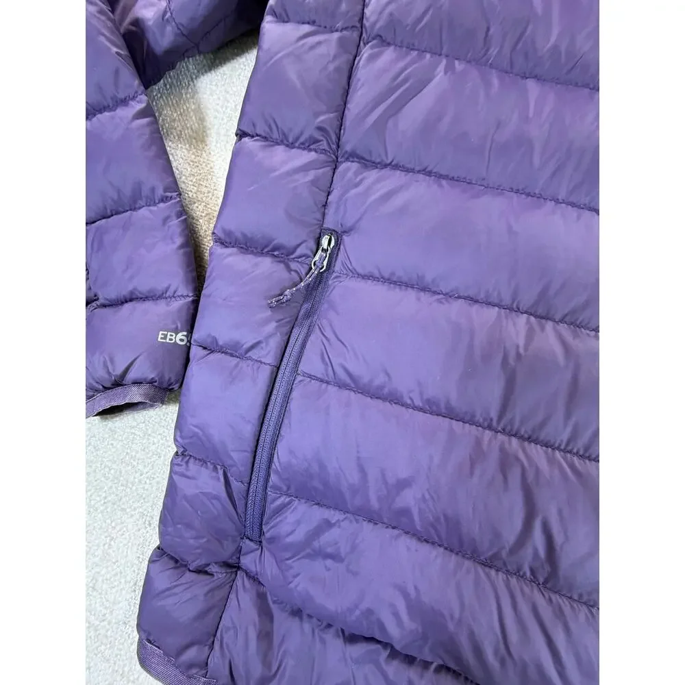 Eddie Bauer Men's Small Purple 80% Down Full Zip Long Sleeve Puffer Jacket Coat